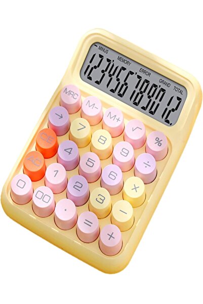 Hyd Hesap Makinesi 12 Hazneli Lcd Ekran Açılı Geniş Ekran,güneş Enerji Ve Pilli Hesap Makinesi Sarı