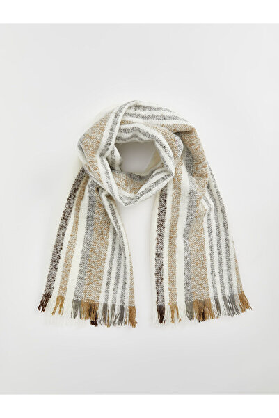LC Waikiki Eșarfă de damă cu franjuri în dungi ecru