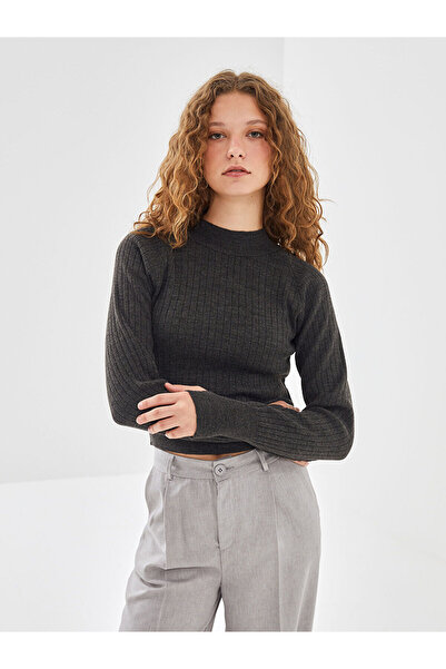 LC Waikiki Lc Waikikianthracite Half Turtleneck Textured Women's Knitwear Sweater