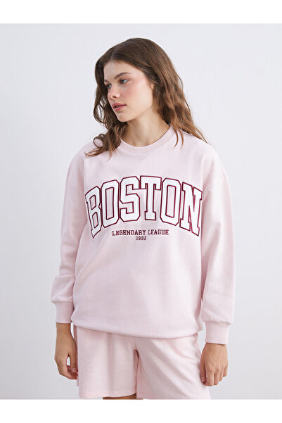 LC Waikiki Γυναικείο χοντρό φούτερ Boston με κέντημα oversize