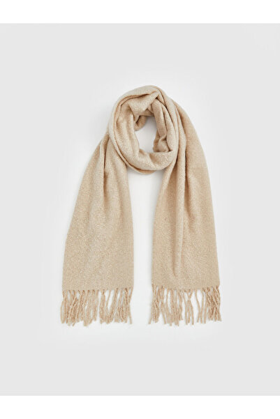 LC Waikiki Beige Plain Tasseled Women's Scarf