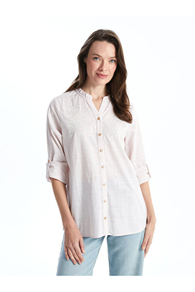 LC Waikiki Vizyon New Season Cropped Collar Striped Poplin Women's Shirt