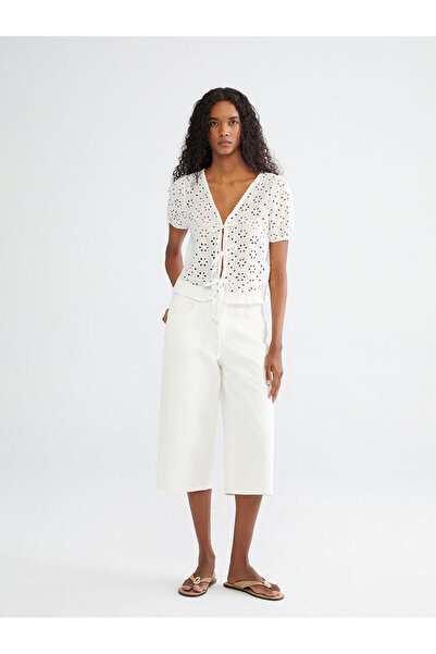 LC Waikiki V-Neck Openwork Brode Ice