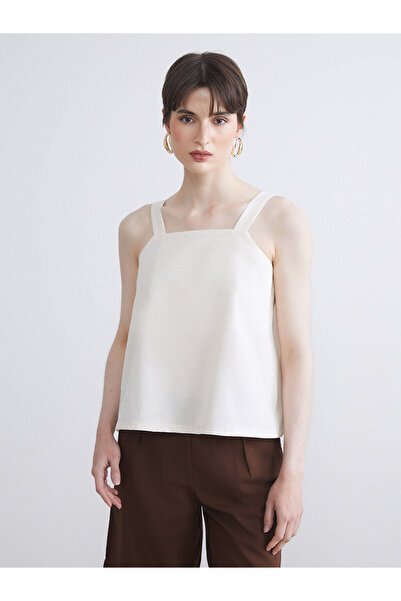 LC Waikiki Özmarka Νέα Σεζόν Μπλούζα με τετράγωνο λαιμό και λουράκια από λινό...