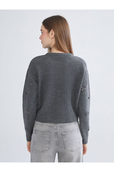 LC Waikiki Crew Neck Bow Embroidered Women's Knitwear Cardigan