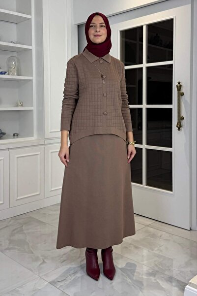 Rabia Şamlı Kumsal Knitwear Set Milky Coffee