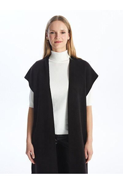 LC Waikiki Şal Yaka Düz Kısa Kollu Oversize Kadın Triko Hırka