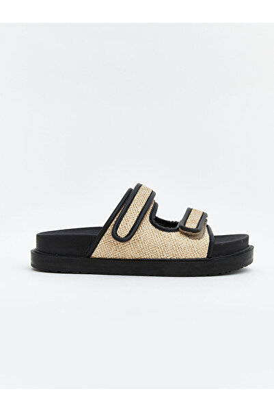 LC Waikiki Black Double Striped Velcro Men's Slippers