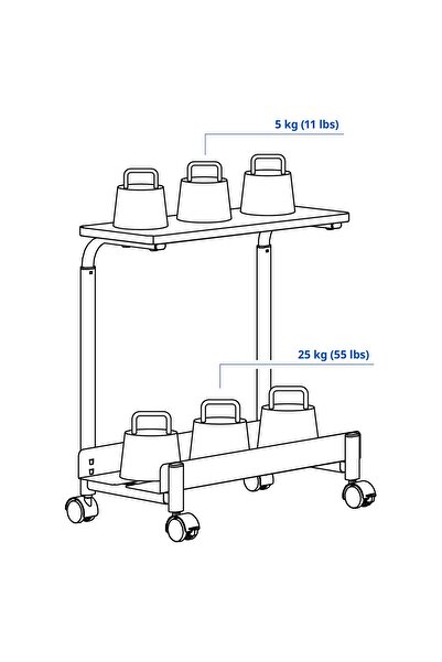 IKEA LÅNESPELARE Computer cart with shelf, black, 50 x 27 cm
