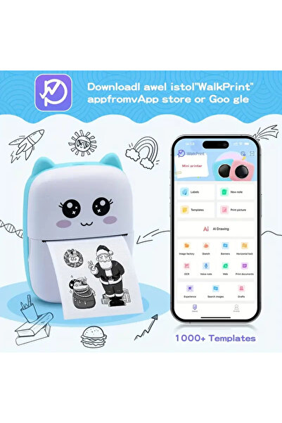 Marsilyan طابعة محمولة، طابعة حرارية لاسلكية صغيرة الحجم مناسبة للهواتف الذكية التي تعمل بنظام Android iOS