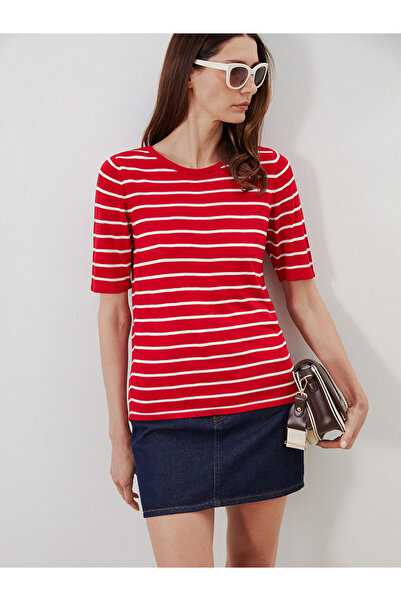 LC Waikiki Vlastiti brend, nova sezona okrugla kragna Prugasto ženski pleteni...