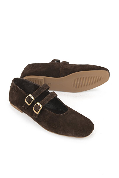 Ziya , Women's Genuine Leather Ballerinas 153111Z4083 Brown