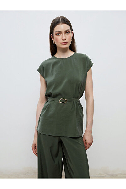 LC Waikiki Bluză Cey New Season cu decolteu tip crewneck și centură în talie