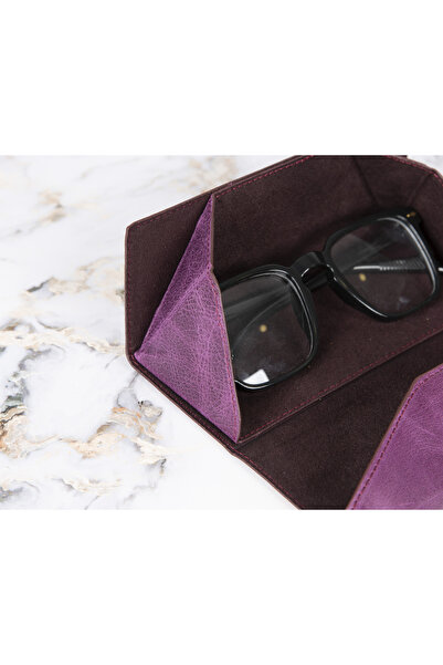 buğrahayalin Шкіряний чохол для окулярів ручної роботи – з магнітною кришкою, трикутний дизайн, стильний, міцний