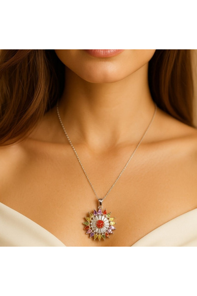 Hmd Silver Color Sun Mix Sf Chain Steel Necklace