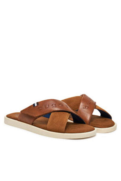 BUGATTI Ανδρικές σαγιονάρες μαύρες BUGATTI-321-ART80-4114 6363 COGNAC / COGNAC