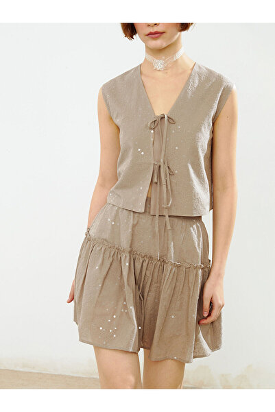 LC Waikiki Peak New Season V-Neck Embroidered Women's Classic Vest