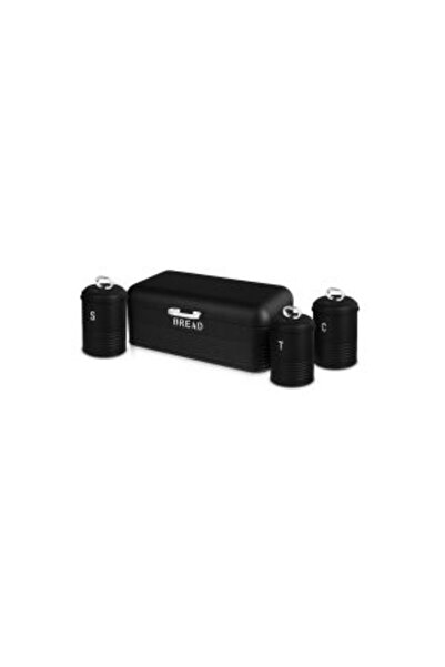 Berlinger Haus Bread Box and 3 Containers, Black Silver, Berlinger Haus, BH 6754