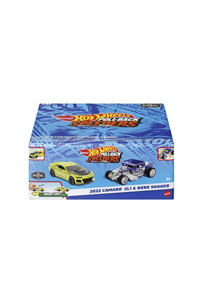 HOT WHEELS SET 2 METAL CARS PULL BACK 2022 CAMARO ZL1 AND BONE SHAKER 1:43
