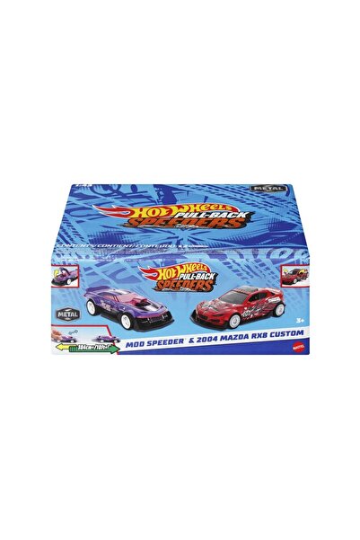 Mercaton SET HOT WHEELS 2 MAȘINI METALICE PULL BACK MOD SPEEDER ȘI MAZDA RX8 2004 PERSONALIZATĂ 1:43
