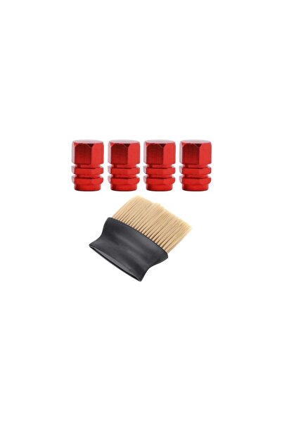 Mercaton Σετ 4 Capace Hexagonale pentru Valve Auto, din Aluminiu, 1,8 cm, Ros...