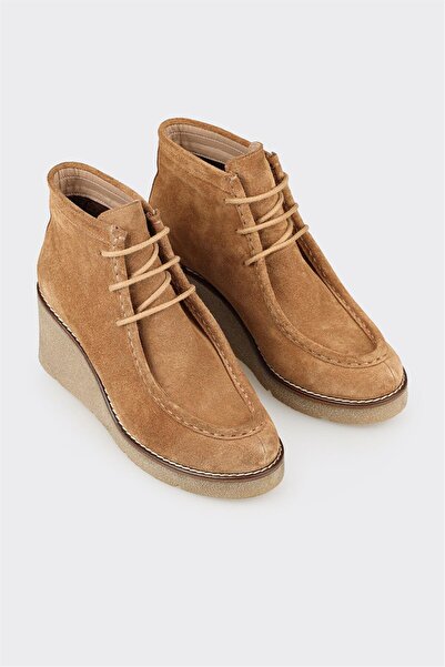 Elle Shoes Taba Deri Kadın Klasik Bot