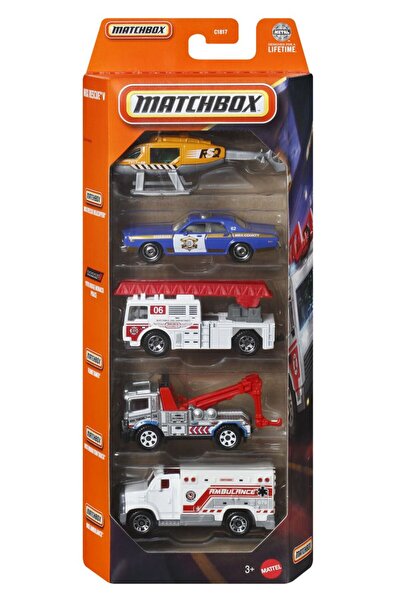mattel MATCHBOX SET OF 5 METAL RESCUE CARS SCALE 1 TO 64