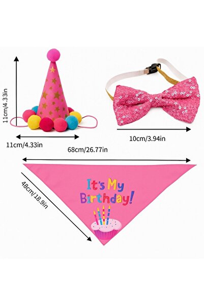 Payidar Hediyelik KÖPEK DOĞUM GÜNÜ PARTİ SETİ(3 PARÇA: ŞAPKA-PAPYON-ÖNLÜK) EVCİL HAYVAN ŞAHANE SET