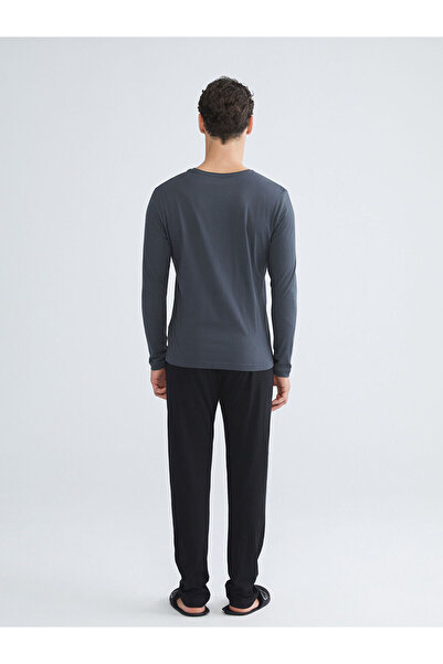 LC Waikiki İzr Yeni Sezon Bisiklet Yaka Uzun Kollu Erkek Pijama Takımı