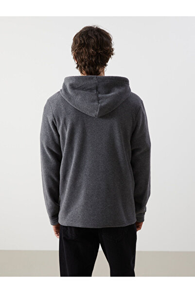 LC Waikiki Kapüşonlu Uzun Kollu Polar Erkek Fermuarlı Sweatshirt (W5)