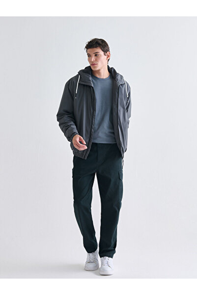 LC Waikiki Ανδρικό παλτό μεσαίου πάχους Orange Comfortable Fit με κουκούλα