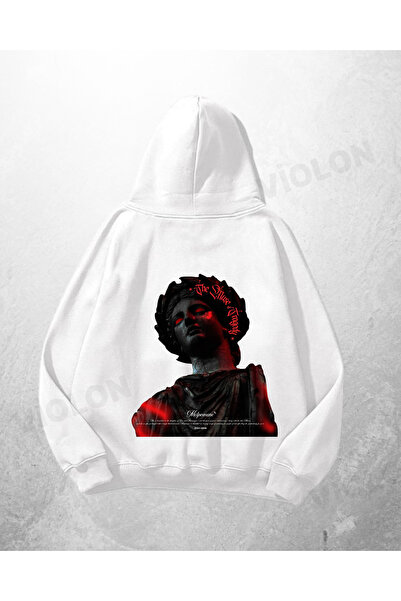 Violon Λευκό Unisex Palermo με τύπωμα oversized Hoodie Sweatshirt
