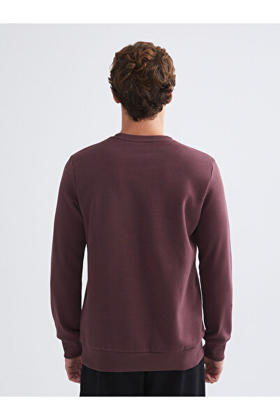 LC Waikiki Ανδρικό φούτερ με στάμπα Plum Crew Neck