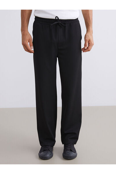 LC Waikiki Black Men's Trousers with Side Pockets and Elastic Waist