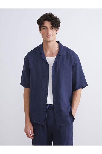 LC Waikiki Cămașă pentru bărbați din muselină cu mânecă scurtă cu guler confo...