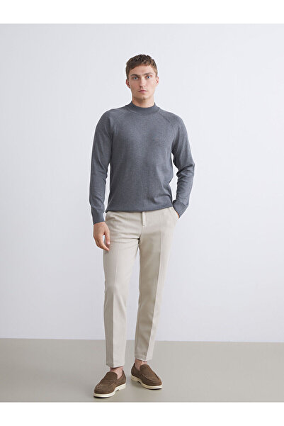 LC Waikiki Gray Half Turtleneck Long Sleeve Men's Knitwear Sweater