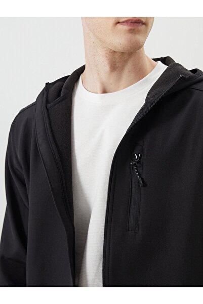 LC Waikiki Siyah Standart Kalıp Kapüşonlu Erkek Mont