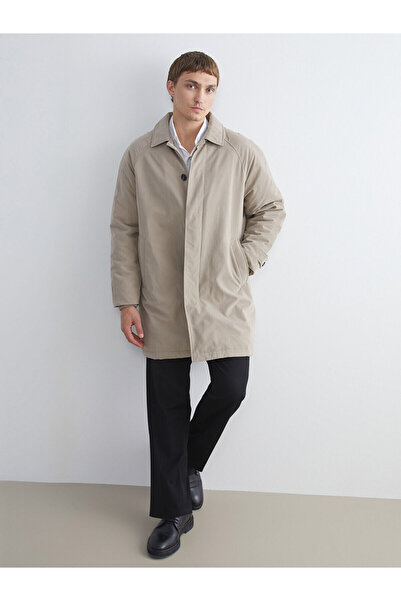 LC Waikiki Beige Comfortable Fit Jacket Collar Men's Coat