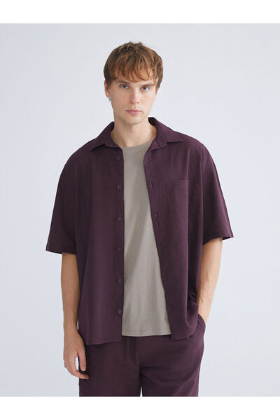 LC Waikiki Cămașă pentru bărbați cu mânecă scurtă, cu aspect de in, cu model ...