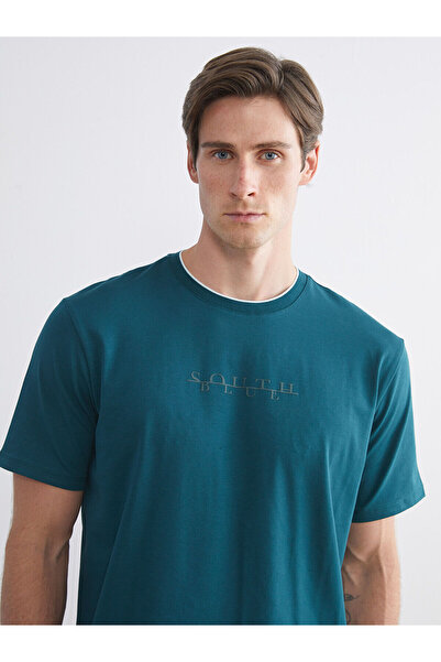 LC Waikiki Ανδρικό μπλουζάκι από βαμβάκι με στάμπα με λαιμόκοψη