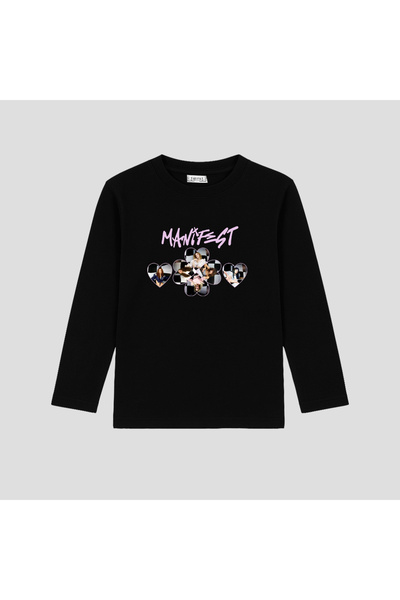 TeNeT تي شيرت مطبوع بأكمام طويلة من مانيفست ميوزيك جروب (LBL480 S) (4-13 سنة)