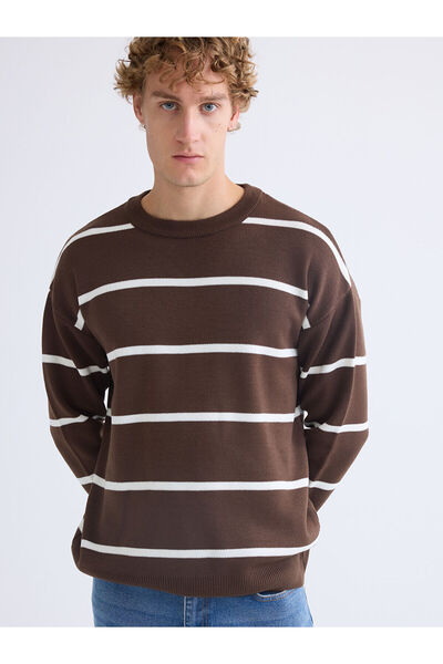 LC Waikiki New Season Crew Neck Striped Men's Knitwear Sweater
