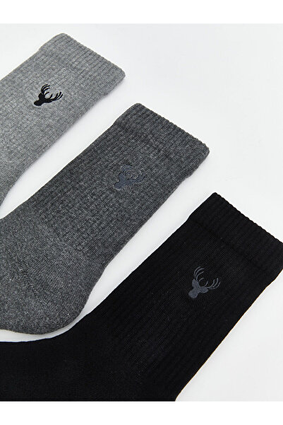 LC Waikiki New Season Embroidered Men's Socks 3-Piece Set
