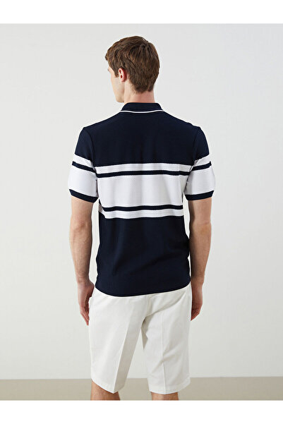 LC Waikiki Polo Yaka Kısa Kollu Çizgili Erkek Triko Kazak
