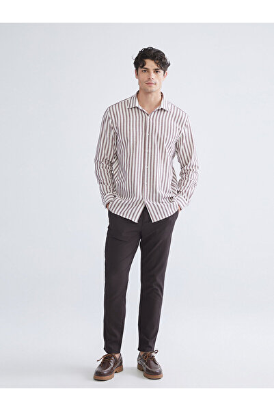 LC Waikiki Καφέ εφαρμοστό Ανδρικό παντελόνι