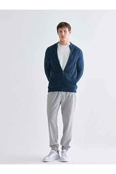 LC Waikiki Peak New Season Large Size Standard Fit Stand Collar Men's Knitwear Cardigan