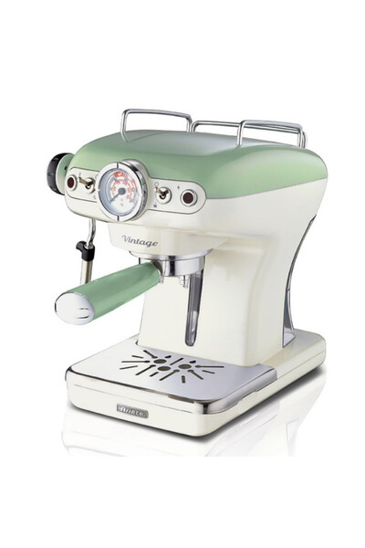 ARIETE Espresso machine VINTAGE 1389/14, 850W, 15 bar, 0.9 l, Ground and ESE, Maxi-Cappuccino, Green
