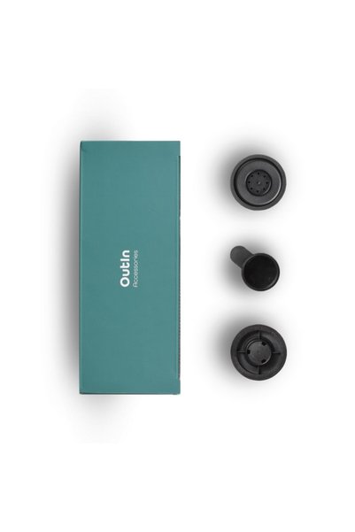 Outin Set de 3 accesorii pentru espressor Nano, Adaptor capsulă, Măcinare, Lingură dozatoare, Negru