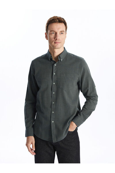 LC Waikiki قميص رجالي من Peak New Season ذو قصة عادية وأكمام طويلة من قماش ال...