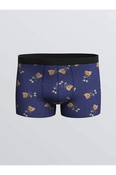LC Waikiki Özmarka Yeni Sezon Standart Kalıp Pamuklu Esnek Ayı Teddy Baskılı Erkek Boxer